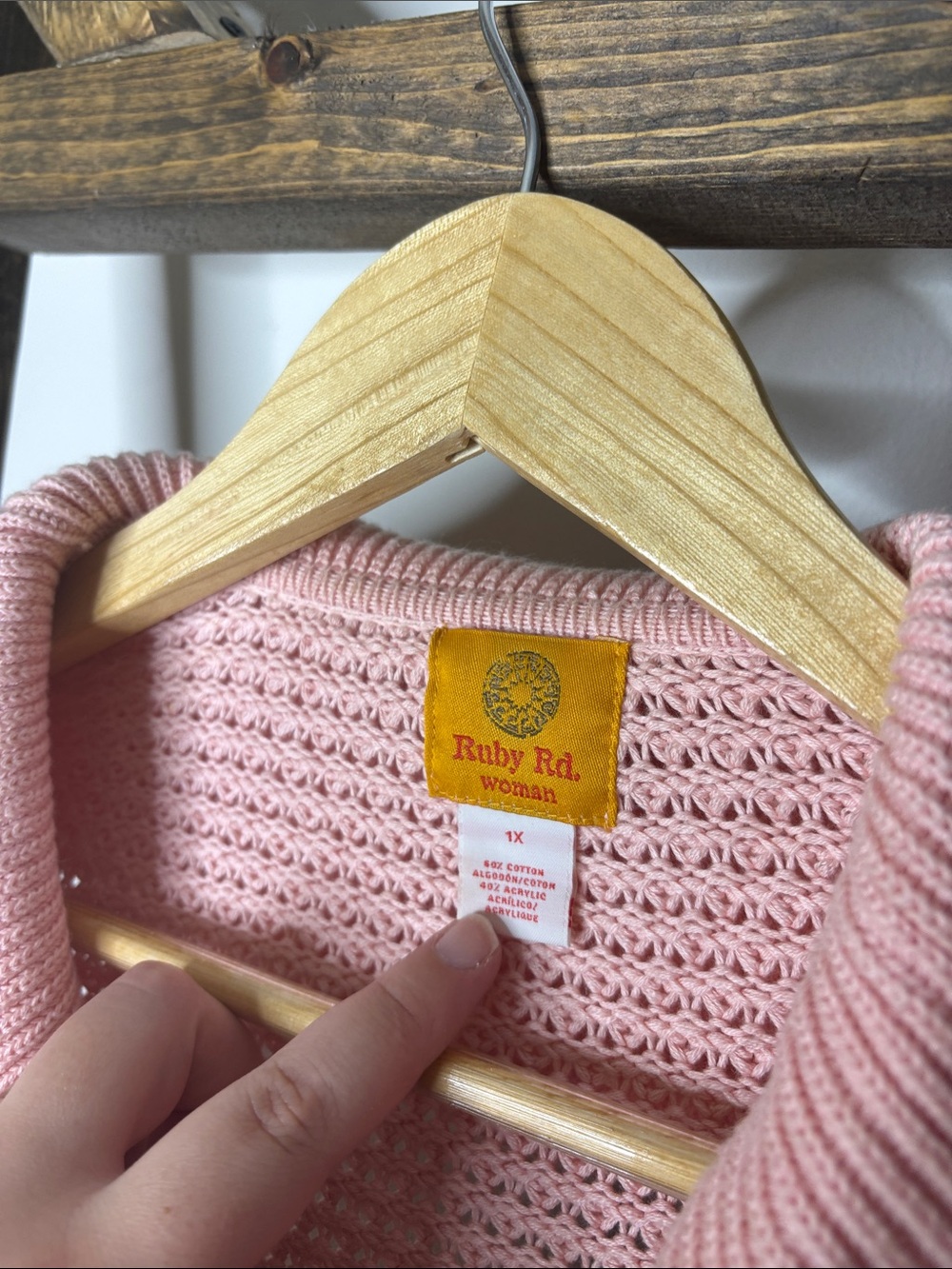 Ruby Rd. Soft Pink Ruffle Open-Front Cardigan Size 1X - Picture 3 of 4